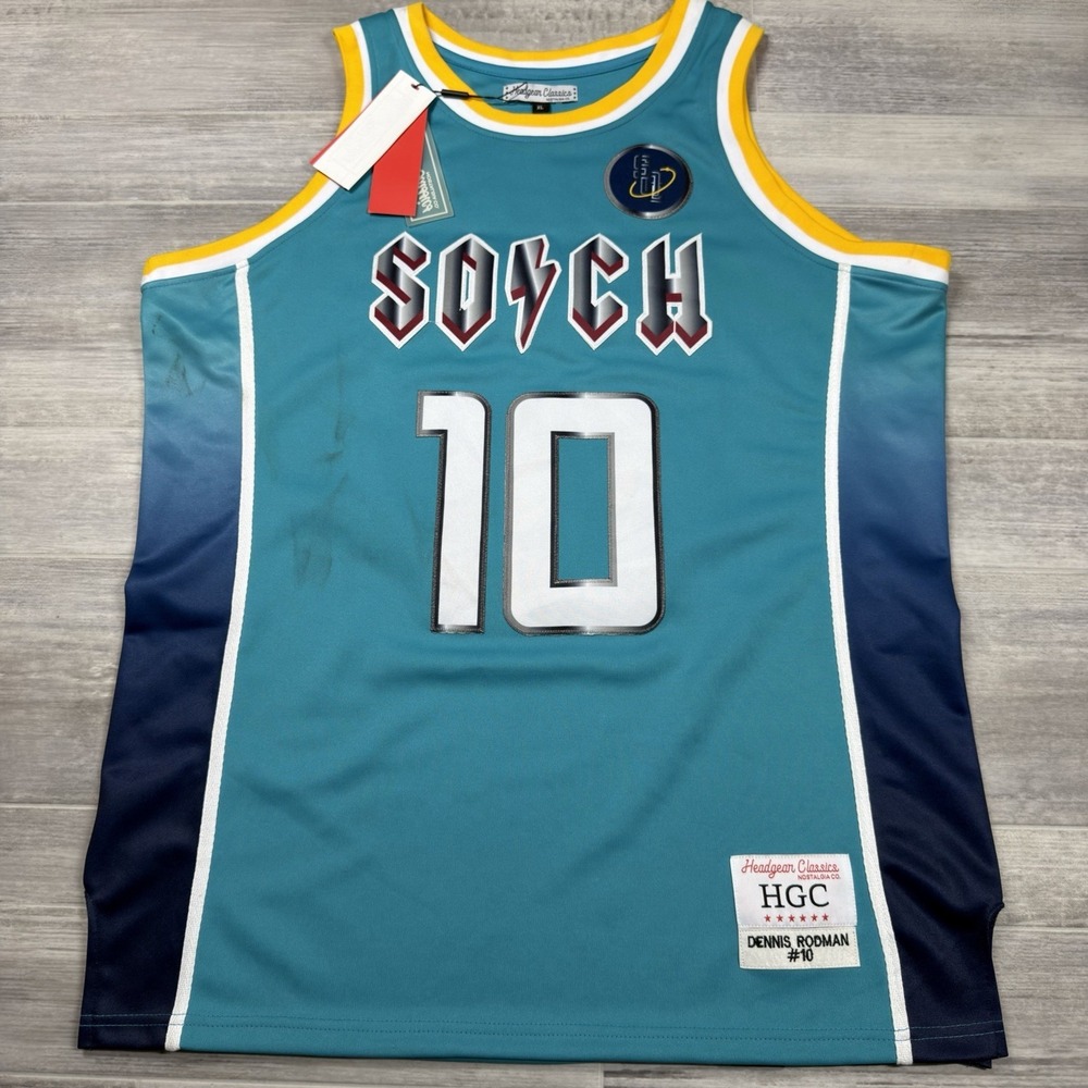 NWT Men's XL Headgear Dennis Rodman Teal South Oak Hill Cliff High School Jersey